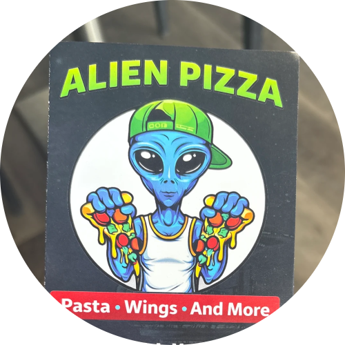Alien pizza logo