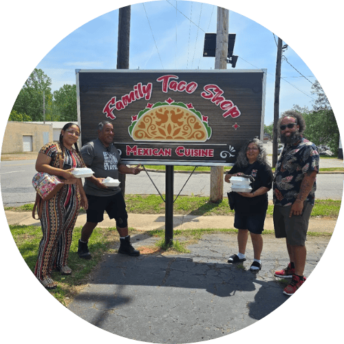 family taco shop mexican cuisine logo