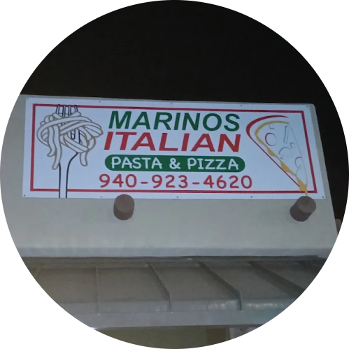 Marinos italian pasta & pizza Texas logo