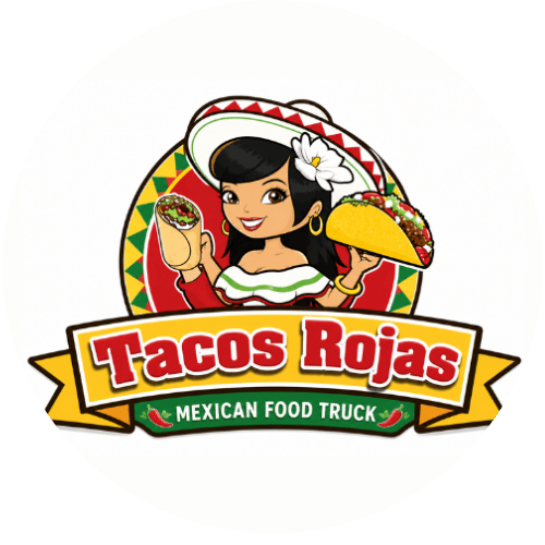 Tacos rojas mexican food logo